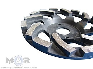 Diamant-Schleifteller / Schleiftopf / Topfschleifer Ø 125 mm - Abrasiv Cup Premium, sehr hohe Standzeit für Sandstein, Estrich, Putz, abrasive Betonprodukte. Segmentansicht!