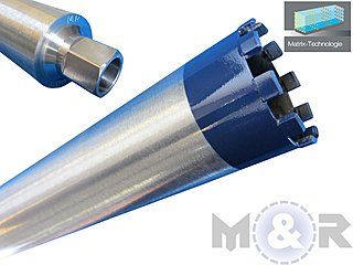 1 1/4" Diamant-Bohrkronen für Granit & harte Natursteine ✓ Ø 32 - 300 mm lieferbar ➤ M&R Berlin | Mit Matrix-Dach-Kurzzahn-Segmenten für aggressives Bohren und hohe Standzeit in harten Materialien.