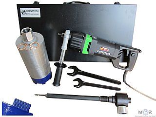Eibenstock EHD 1801 - Diamant-Trocken-Kernbohrmaschine + Bohrkrone + Zubehör als Set | Freihand-Trockenbohrungen großer Durchmesser bis 250 mm in Kalksandstein, Mauerwerk, Klinker, Ziegel, Schamotte, sowie Keramikrohren