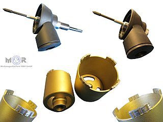 Diamant-Dosensenker "Laser-Turbo" mit Staubabsaugung und Zentrierspitze als Set | Bestens geeignet für Mauerwerk, Poroton, Gasbeton, Estrich, Kalksandstein weich.