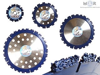 HM Trennscheibe Sägeblatt Root Cutter - Spezial HM-Trennscheibe für Baumwurzeln im Erdreich, Äste und Baumstämme, Bauholz, Sperrholz, Holz-Bahnschwellen, Holzpaletten, mehrschichtige Dachbahnen (Dachpappe), Hartgummi (Autoreifen), harte Kunststoffe. | 