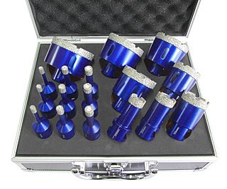 M14 Fliesenbohrer / Fliesen-Bohrkronen Set 17-teilig im praktischen Transportkoffer | Je 3x Ø 6, 8, 10 mm und je 1x Ø 20, 25, 35, 40, 50, 55, 60 + 68 mm Diamant Fliesenbohrer